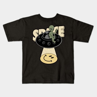 Alien and Smile, Alien and Space, Alien on Space Kids T-Shirt